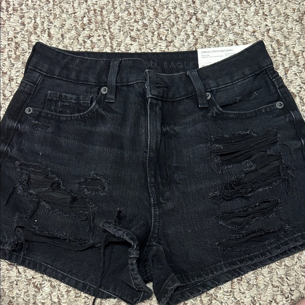 American Eagle Outfitters Black Ripped Jean Shorts